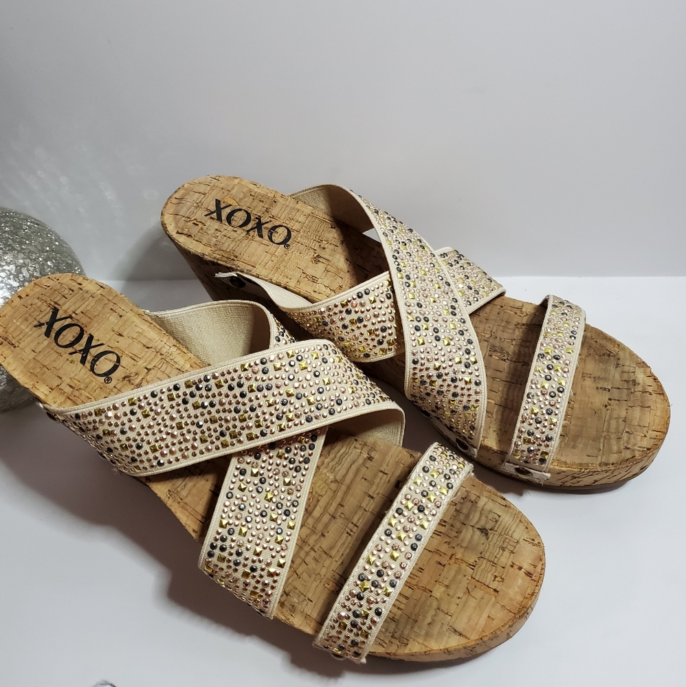 XOXO Belicia Cork Wedge preowned sandals